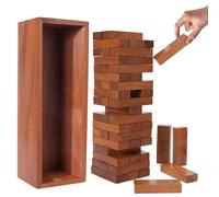 Ajuny Torre de Madera Tambaleante Bloques Apilables Clásicos para Niños Adultos y Familias - Juego Ideal para Fiestas Campamentos Noches de Juegos y Diversión al Aire Libre - 54 Bloques - 29.19 cm