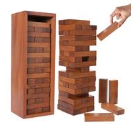 Ajuny Torre de Madera Tambaleante Bloques Apilables Clásicos para Niños Adultos y Familias - Juego Ideal para Fiestas Campamentos Noches de Juegos y Diversión al Aire Libre - 54 Bloques - 29.19 cm