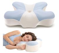 Ajustable Almohada Cervical y Cuello para Aliviar el Dolor (Azul y Blanco)