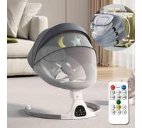 Ajustable Altura Baby Swings Bluetooth, altavoz de música de 5 velocidades con 12 canciones de cuna preestablecidas, control remoto para bebés de 5 a 20 meses, juegos de regalo para bebés (gris)