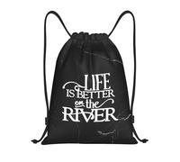 Ajustable Bolsa de natación La Vida es Mejor en el río Divertida Mochila Deportiva 36x42cm para Vuelta al Cole,Actividades Deportivas