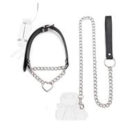 Ajustable correa de cuero negro collar de perro con el anillo de amor en el centro para el juego de rol