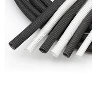 Ajustable Cubre Cables,Protector Cables Manga Trenzada de Fibra Vidrio 1/2M ID 1mm ~ 10 Mm Alta Temperatura 600 Grados C Tubo químico Funda Cable(White,Dia 1MM_2 Meters)