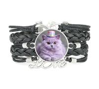 Ajustable De Cuero Trenzado Con Cordón De Gato Y Gorro Colorido, Color Neg