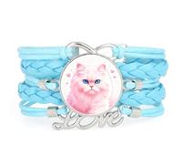 Ajustable De Cuero Trenzado Con Forma De Corazón Tejido Con Un Gato Persa