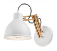 Ajustable Lámpara de Pared Madera Metal Blanco E27 Spot Salón Habitación Juvenil