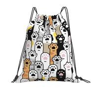 Ajustable Mochila con Cordón Linda Pata de Gato, Ligero Bolsas de Cuerdas, Unisex Saco de Deporte, para Hombre Yoga 36X42cm