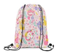 Ajustable Mochila Cordónes Gato Rosa Flores Lindo Gatito Gato, Práctico Bolsas Cordon de Gimnasio, Cómodos Saco de Deporte, para Viaje Playa 36X42cm