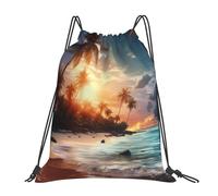Ajustable Mochila de Cuerda Playa de Hawái, Puesta de Sol, mar Gym Bag Robusto Bolsas Cordon de Gimnasio para Mujer Yoga Playa 36X42cm