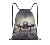 Ajustable Mochilas Cordón Arte de avión Bolsa de Deporte con cordón Bolsa de Cuerdas para Playa Hombre Mujer 36X42cm