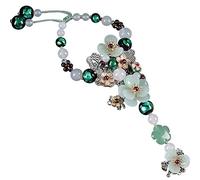 Ajustable Mujeres Retro Pulsera Anillo En general Cadena de espalda de la mano Novias Granate Accesorios de cuerda de mano Viento nacional Pulsera tejida a mano Gema Joyería-green