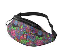 Ajustable Riñonera De Marcha Arte Psicodélico Colorido Y Alucinante Riñoneras De Cintura con Agujero De Auriculares Bolsa De Cintura Táctica para Hombre Vajes Ciclismo 14X35Cm