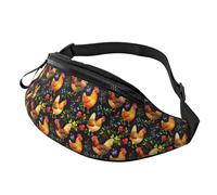 Ajustable Riñonera Running Gallo Colorido Riñoneras De Cintura Casual Bolso De Cintura para Bici Viajar Vajes 14X35Cm