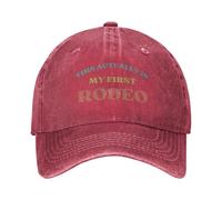 (Ajustable-Rojo) Esta es mi primera gorra de camionero de rodeo, gorra de béisbol unisex de vaquero