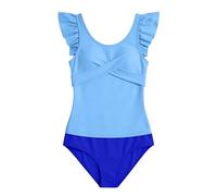 Ajustable Traje de Baño Dos Piezas para Niñas Estampado Irregulares Volant Top Bikini Triángulo Bottom Set