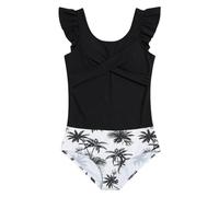 Ajustable Traje de Baño Dos Piezas para Niñas Estampado Irregulares Volant Top Bikini Triángulo Bottom Set