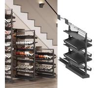 Ajustable5TierllOutShoeRackSpaceSingVerticalMetalShelfforCloset&BedroomStackableStorageSolutionRetráctilDiseñoNegro (48 cm)