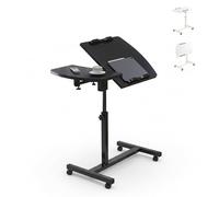 AjustableMobileCTablefor LaptopsRollingOverBedDeskCompactWorkstation5989cm HeightSimpleCShapedDesignModernHomeOfficeFurnitureBlack&White60*4