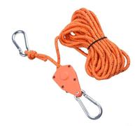 Ajustador de cuerda de camping resistente con gancho de polea para toldo de tienda de campaña, sistema de cierre seguro, línea de nailon de 4 metros, color naranja (naranja)