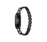 Ajuste adecuado for el reloj de fragancia pequeña for Fitbit Inspire3 con correa de aleación de zinc de metal con diamantes ovalados for Fitbit Inspire3(Black)