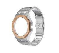 Ajuste adecuado for Huawei GT Cyber Case, apto for modificación de correa de reloj for Huawei, funda protectora, AP integrado sólido de acero inoxidable(Silver-gold)