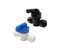 Ajuste de 1/4 "6,35mm OD tubo grifo válvula de bola de cierre POM conector de montaje rápido for acuario RO sistema de ósmosis inversa de filtro de agua(BLACK_NO CLIPS)