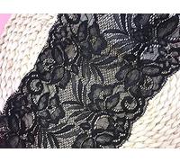 Ajuste de encaje de bordado elástico con Patrón de Floral Lace en 15cm de ancho Cortina, Manteles, Funda que se puede quitar, Ropa de bricolaje nupcial/Accesorios (4 yardas en un paquete) (negro)