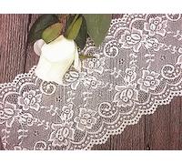 Ajuste de encaje de bordado elástico de Floral Garden Lace en 15cm de ancho Cortina, Manteles, Funda que se puede quitar, Ropa de bricolaje nupcial/Accesorios (5 yardas en un paquete) (Marfil)