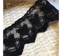 Ajuste de encaje de bordado inelástico con Patrón de Crown en 8 cm de ancho Cortina, Manteles, Funda que se puede quitar, Ropa de bricolaje nupcial/Accesorios (2 yardas en un paquete) (negro)