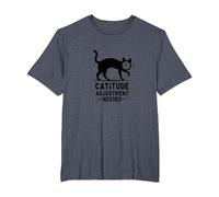 Ajuste de la catitud Necesario: Humor Facial del Reloj felino Camiseta, Hombre Tallas Grandes, Azul Jaspeado, 5X Alto
