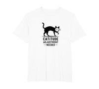 Ajuste de la catitud Necesario: Humor Facial del Reloj felino Camiseta, Hombre Tallas Grandes, Blanco, 4X Alto