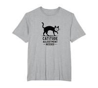 Ajuste de la catitud Necesario: Humor Facial del Reloj felino Camiseta, Hombre Tallas Grandes, Gris Jaspeado, 3X Alto