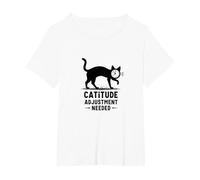 Ajuste de la catitud Necesario: Humor Facial del Reloj felino Camiseta, Mujer Tallas Grandes, Blanco, 4XL Grande
