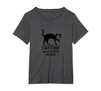 Ajuste de la catitud Necesario: Humor Facial del Reloj felino Camiseta, Mujer Tallas Grandes, Jaspeado Oscuro, 5XL Grande