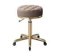 Ajuste de silla de belleza giratoria de taburetes giratorios de taburetes de cuero de peluquería de cuero con ruedas y base de acero inoxidable dorado para spa, oficina de trabajo, manicura, tatuaje,B