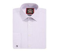 Ajuste estándar de los Hombres, Manga Larga, Camisas de Rayas Finas | Doble puño francés | Sastrería Tradicional | The Windsor Camisa de Vestir Formal para Hombre (Lavender, 17.5in)