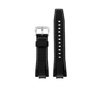 Ajuste for Casio/G-SHOCK MTG-B3000 Correa de cuero italiano Ajuste for MTG B3000 Correa de reloj de piel de vaca Conector de adaptadores de acero inoxidable modificado(Coal Black)
