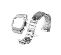 Ajuste for DW5600-5610 /GMWB5000 Kit de modificación Caja de metal Correa apta for GWM 56100/DW 5035 Reemplazo de reloj de pulsera de acero inoxidable(Silver Case Strap,NO INSCRIPTION_5610 SERIES)