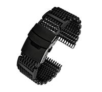 Ajuste for Panerai Seiko No. 5 enlatado Casio Huawei Omega correa de acero inoxidable Shark Mesh Milan band 22 24mm correa de reloj de metal transpirable(G29-02 Black,22mm)