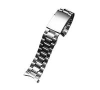 Ajuste for Seiko/Timex/Citizen/Casio correa de acero inoxidable con extremo curvado for hombres 20mm 22mm correa de reloj de Metal pulsera de cadena(B Silver,22mm)
