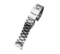 Ajuste for Seiko/Timex/Citizen/Casio correa de acero inoxidable con extremo curvado for hombres 20mm 22mm correa de reloj de Metal pulsera de cadena(A Silver,24mm)