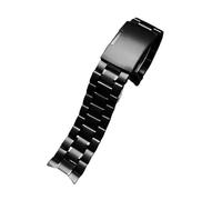 Ajuste for Seiko/Timex/Citizen/Casio correa de acero inoxidable con extremo curvado for hombres 20mm 22mm correa de reloj de Metal pulsera de cadena(B Black,20mm)