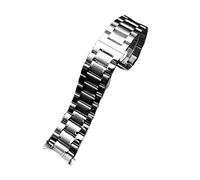 Ajuste for Seiko/Timex/Citizen/Casio correa de acero inoxidable con extremo curvado for hombres 20mm 22mm correa de reloj de Metal pulsera de cadena(C Silver,24mm)