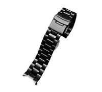 Ajuste for Seiko/Timex/Citizen/Casio correa de acero inoxidable con extremo curvado for hombres 20mm 22mm correa de reloj de Metal pulsera de cadena(A Black,20mm)