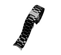 Ajuste for Seiko/Timex/Citizen/Casio correa de acero inoxidable con extremo curvado for hombres 20mm 22mm correa de reloj de Metal pulsera de cadena(C Black,24mm)