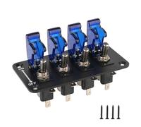 Ajuste para el interruptor de encendido automático del coche de carreras, botón de arranque, indicador LED, 12V, 20A, 4 interruptor basculante arranque de encendido coche(Blue)