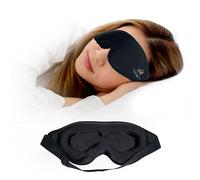 AJUVENATE Máscara de dormir 3D para hombres y mujeres, 100 % opaca, cero presión ocular, material transpirable, cómoda venda nocturna para dormir, viajar y meditar (negro)