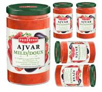 Ajvar Salsa de verduras de vidrio suave un delicioso, tradicional guarnición salsa salsa 350 gramos x 5 piezas