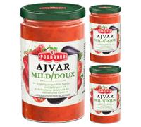 Ajvar Salsa de verduras de vidrio suave un delicioso, tradicional guarnición salsa salsa 350 gramos x 3 piezas