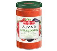 Ajvar Salsa vegetal de vidrio suave un delicioso, tradicional plato de salsa de salsa 690 gramos